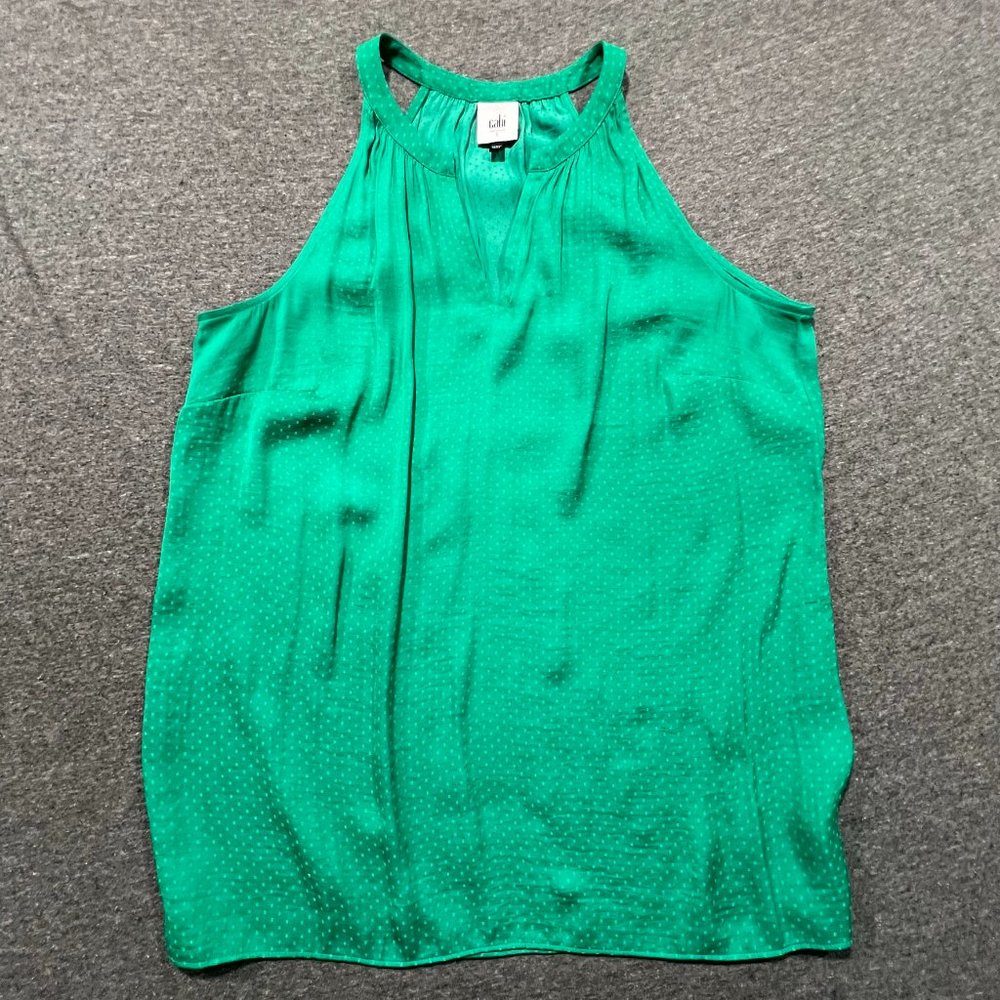CAbi 5549 Lush Blouse with Green Swiss Polka Dots Green Size Small
